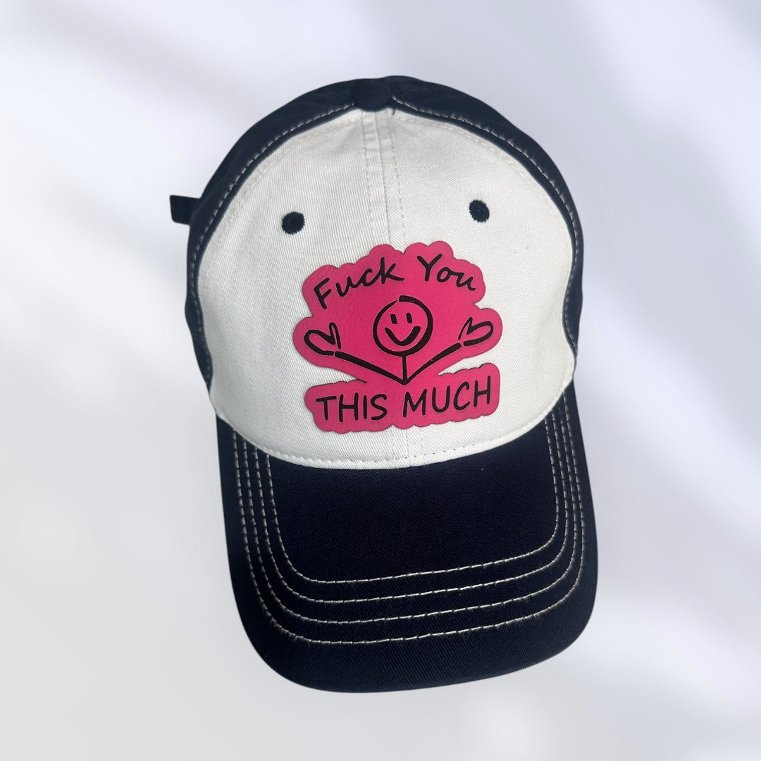 Ladies hat, blue/white, "Fuck you this much."