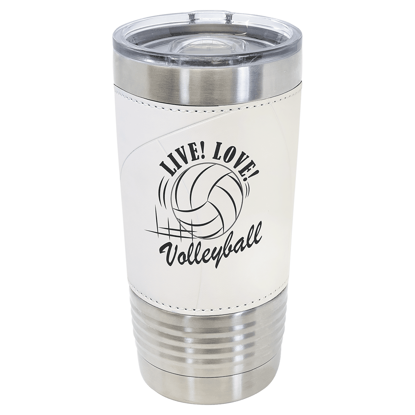 Volleyball Leather Tumbler with Slider Lid