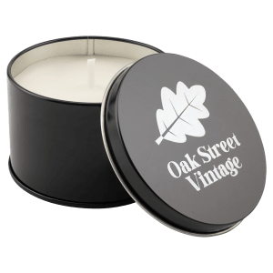Candle in Black Metal Tin