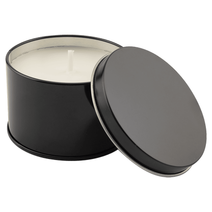 Candle in Black Metal Tin