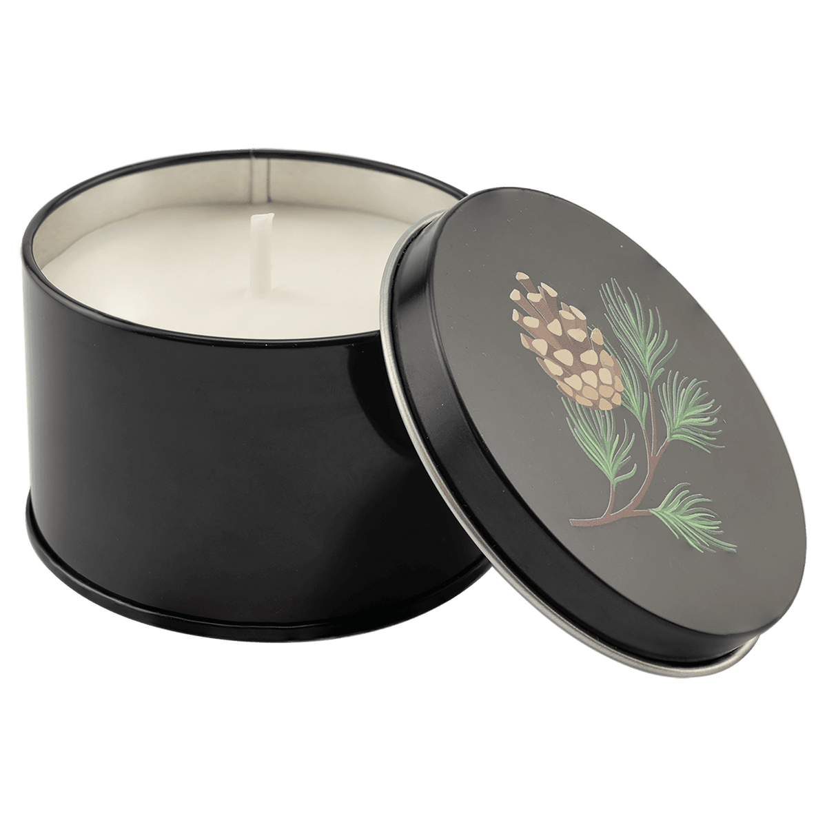 Candle in Black Metal Tin