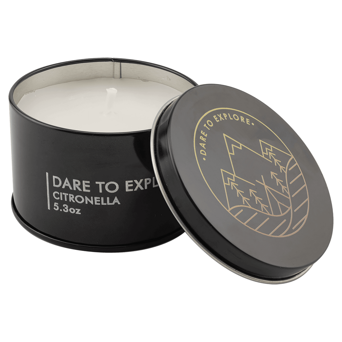 Candle in Black Metal Tin