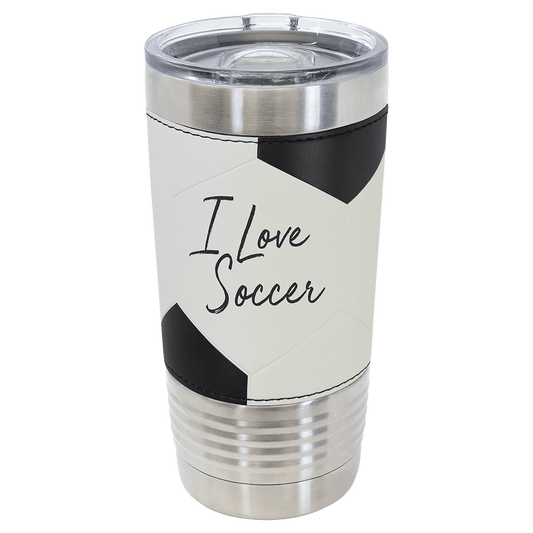 Soccer Leather Tumbler with Slide Lid